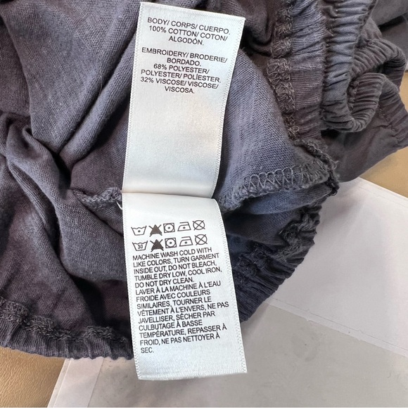 Lucky Brand Gray Cotton Embroidered Long Sleeve Top Size Large - Picture 10 of 10